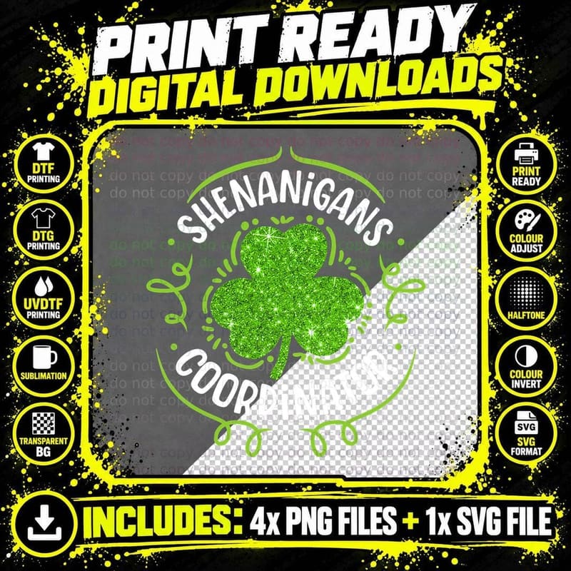 Shenanigans Coordinator Funny St Patricks Day Teacher Png SVG Digital Bundle