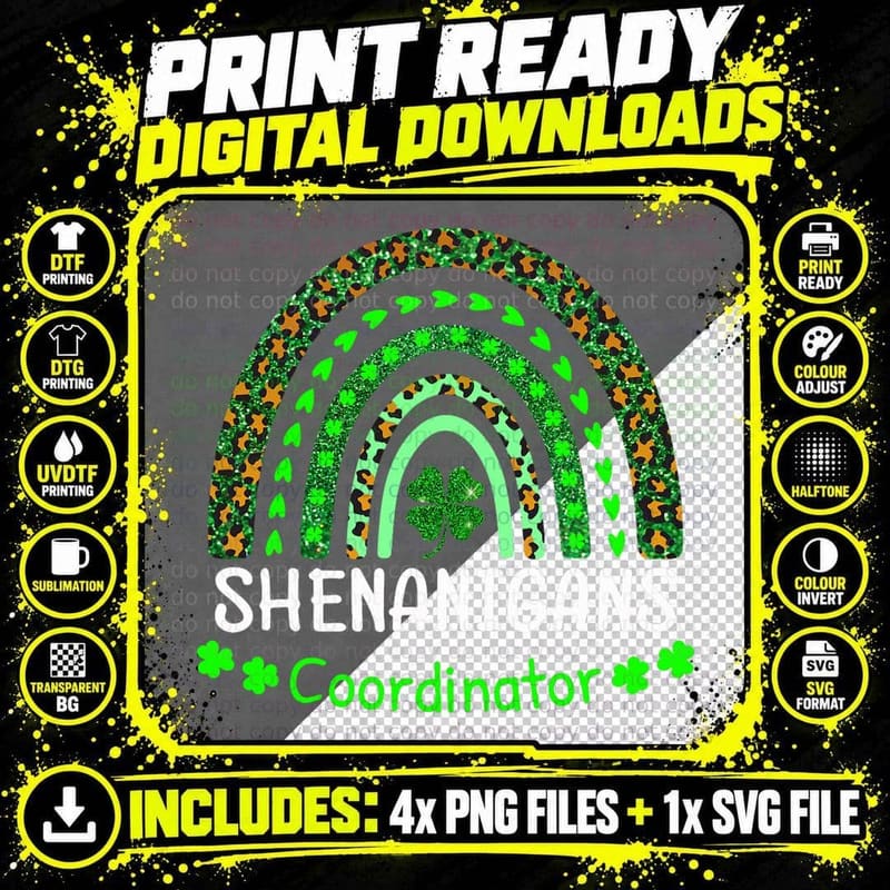 Shenanigans Coordinator Matching Teacher St Patricks Png SVG Digital Bundle