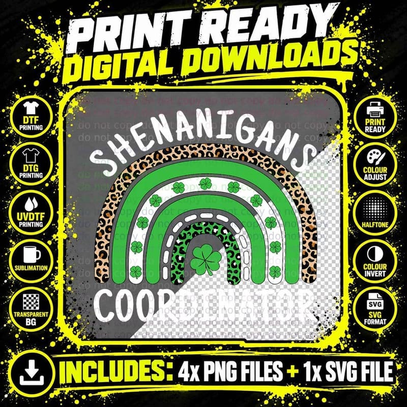 Shenanigans Coordinator Teacher St Patricks Day Cute Png SVG Digital Bundle