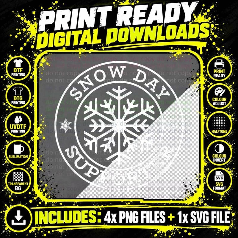 Snow Day Supporter Teacher Student Winter Snowflake Png SVG Digital Bundle
