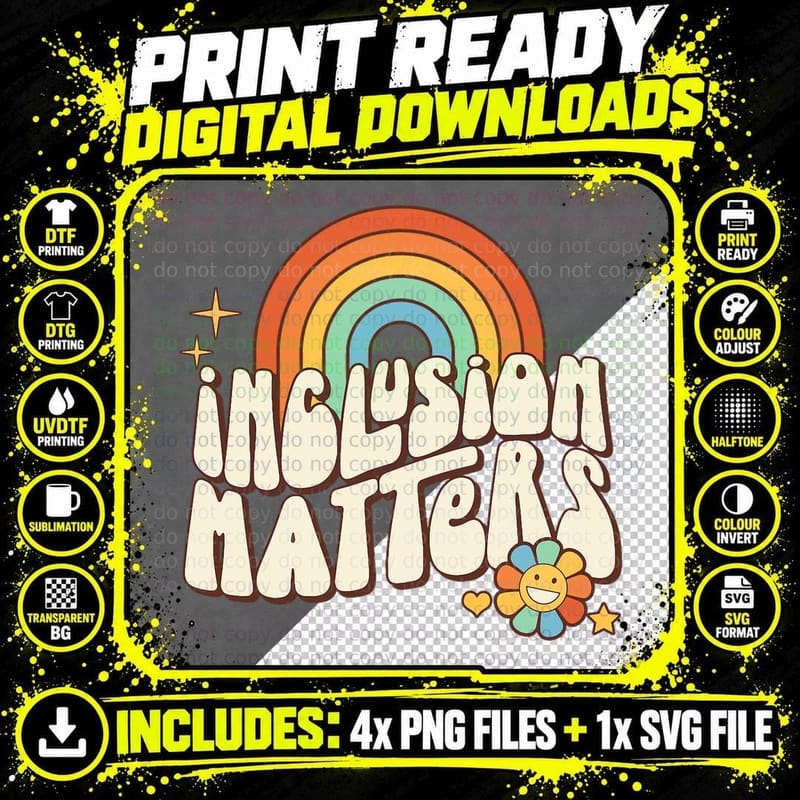 Special Education SPED Teacher Autism Inclusion Matters Png SVG Digital Bundle