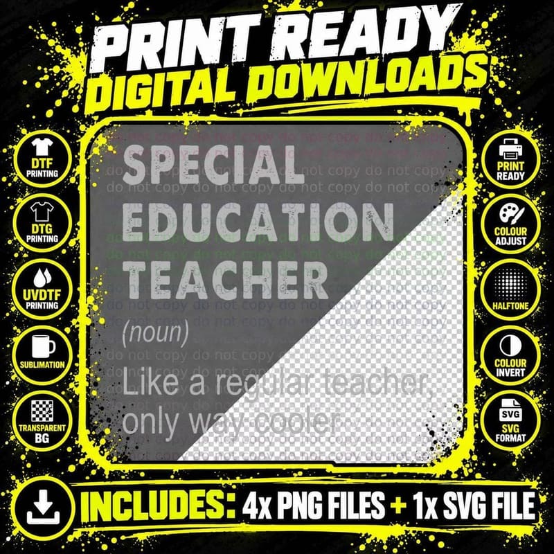Special Education Teacher Definition Funny Teaching Png SVG Digital Bundle
