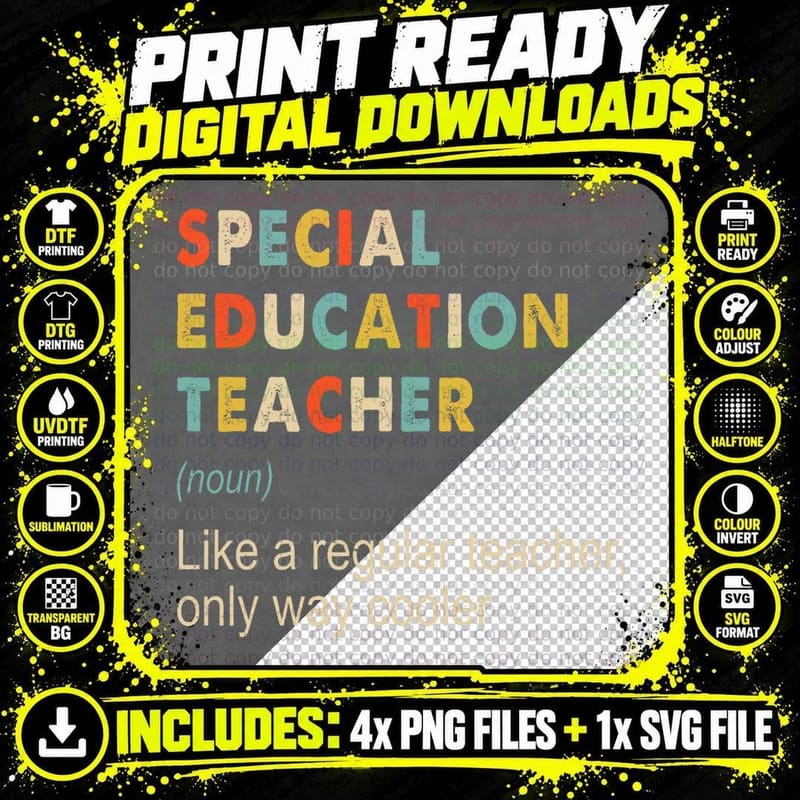 Special Education Teacher Definition Teaching School Png SVG Digital Bundle