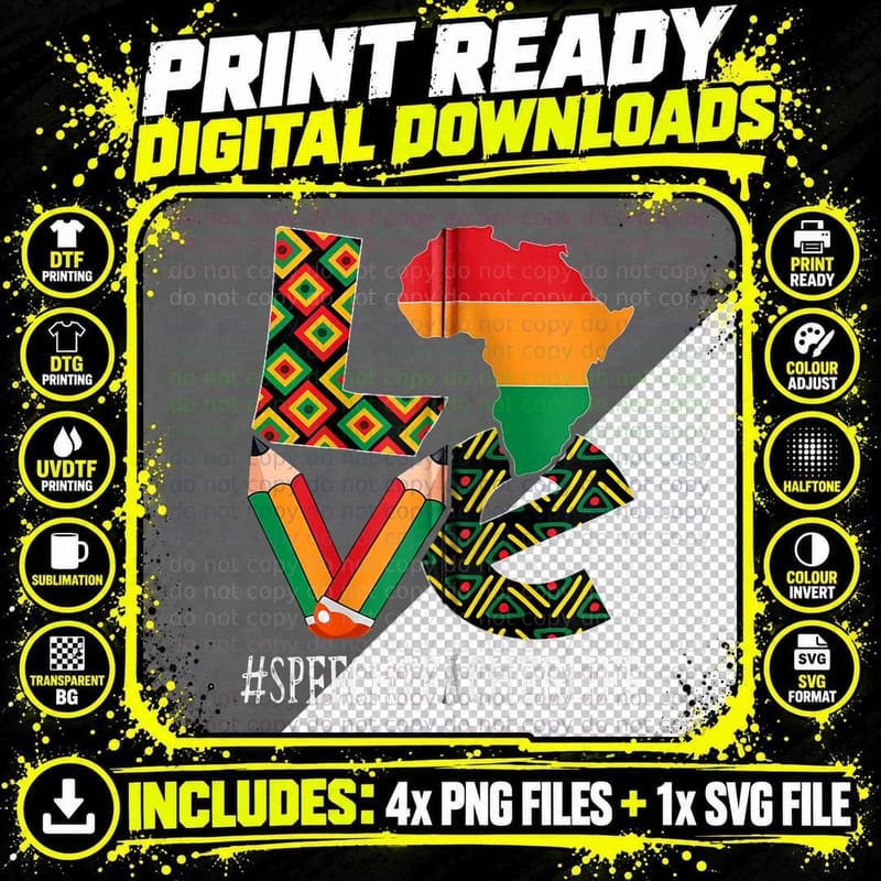 Speech Teacher Love African American Black History Month Png SVG Digital Bundle