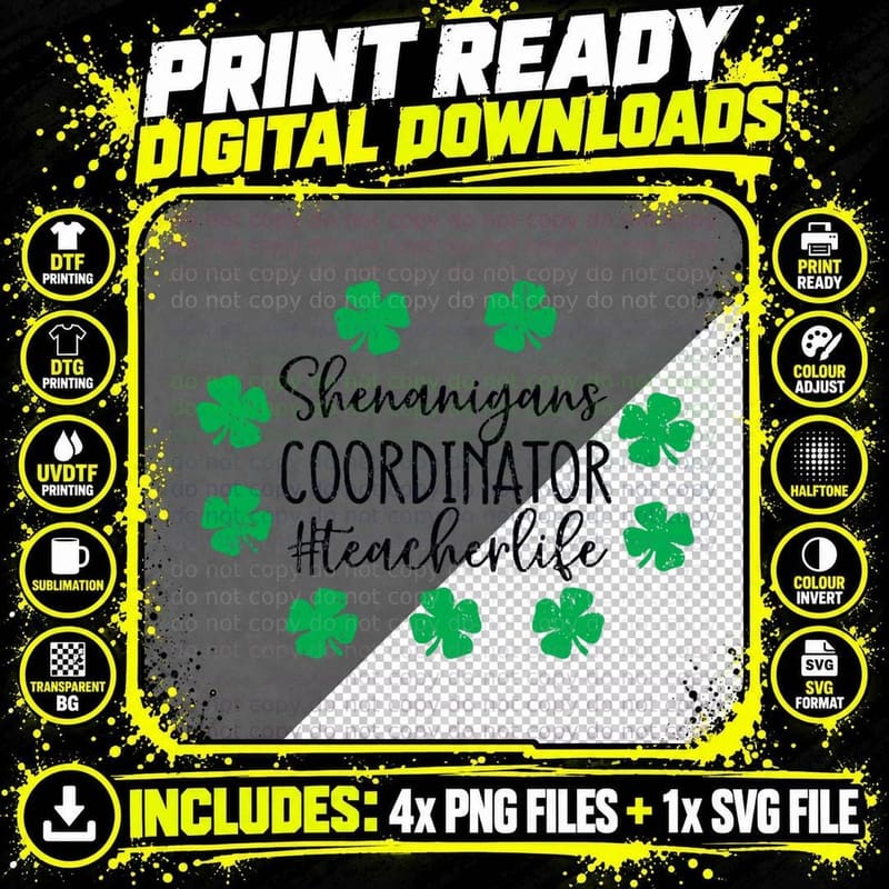 St Pattys Teacher St Patricks Day Shenanigans Png SVG Digital Bundle