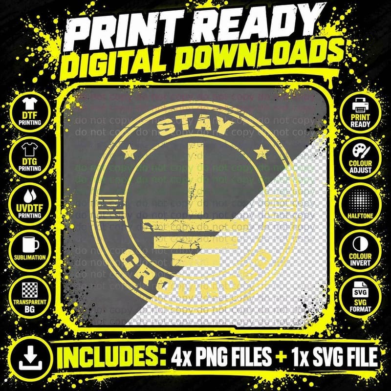 Stay Grounded - Electrician Wiring Electrical Work Png SVG Digital Bundle