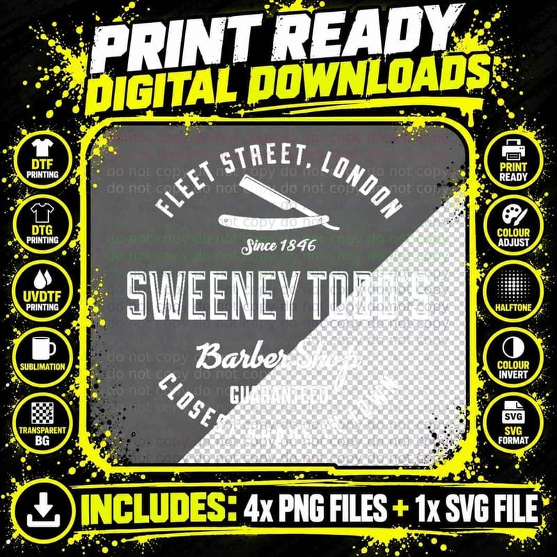 Sweeney Todd's Barber Shop T-Shirt Png SVG Digital Bundle