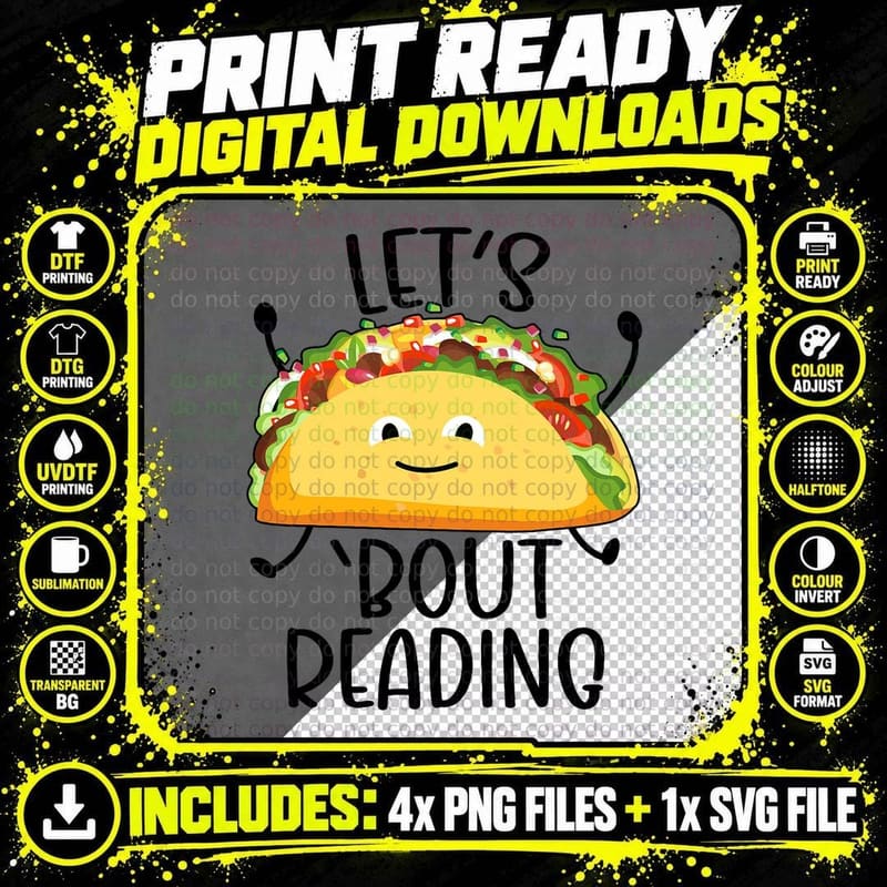 Taco About Reading Teacher Reading Interventionist Png SVG Digital Bundle