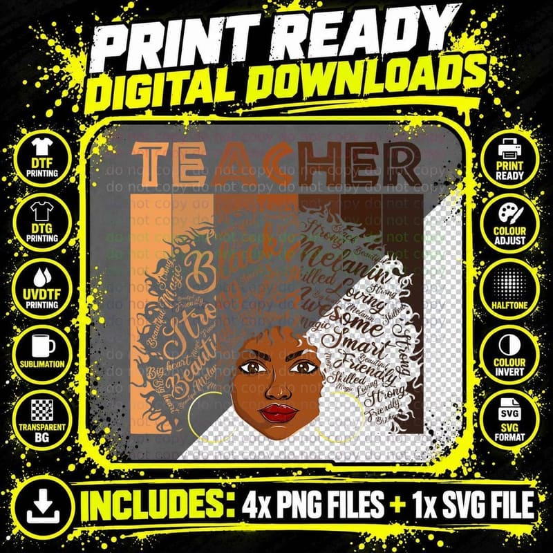 Teacher Black History Month Matter Apparel Png SVG Digital Bundle