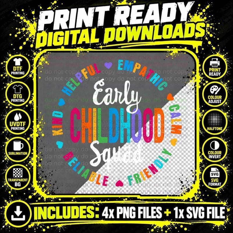 Teacher Early Childhood SQUAD Preschool Head Start Crew Png SVG Digital Bundle