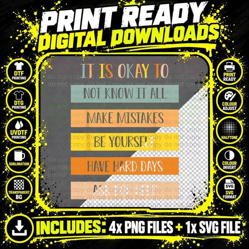 Teacher It Is Okay to Not Know It All Make Mistakes Png SVG Digital Bundle