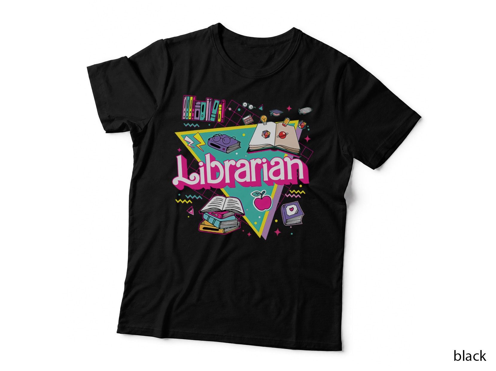 Teacher Librarian 90s Bookish Pink Doll Reading Books Outfit T-Shirt