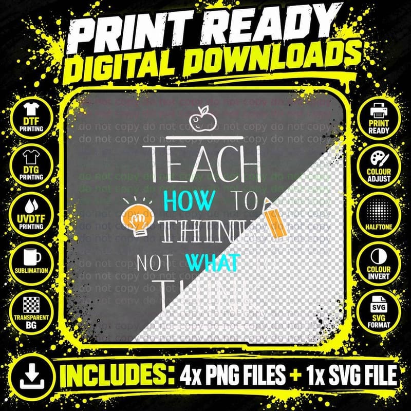 Teacher T-Shirt Teach Think Quotes Science Tee with Png SVG Digital Bundle