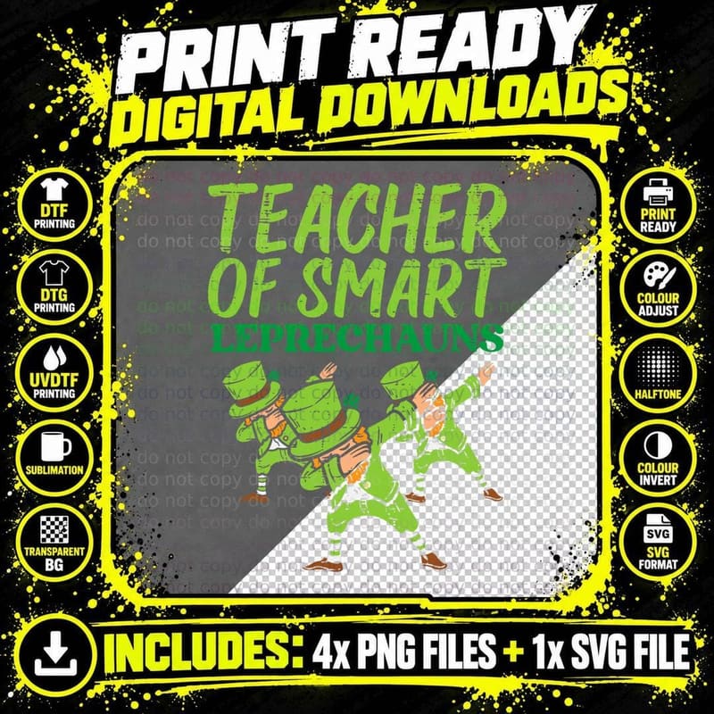 Teacher of Smart Leprechauns Dab St Patricks Day Png SVG Digital Bundle