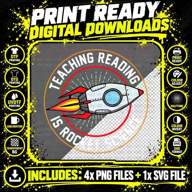 Teaching Reading Is Rocket Science SPED Dyslexia Teacher Png SVG Digital Bundle