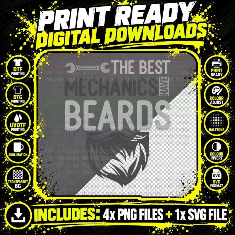 The Best Mechanics Have Beards - Auto Mechanic T-Shirt Png SVG Digital Bundle