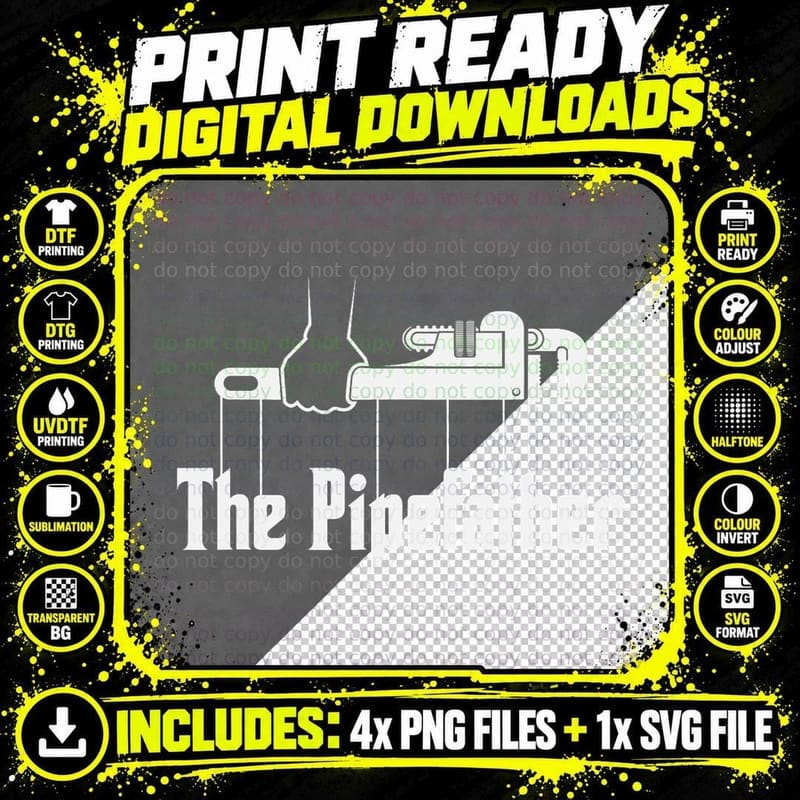 The Pipefather - Funny Plumber Plumbing T-Shirt Gift Png SVG Digital Bundle