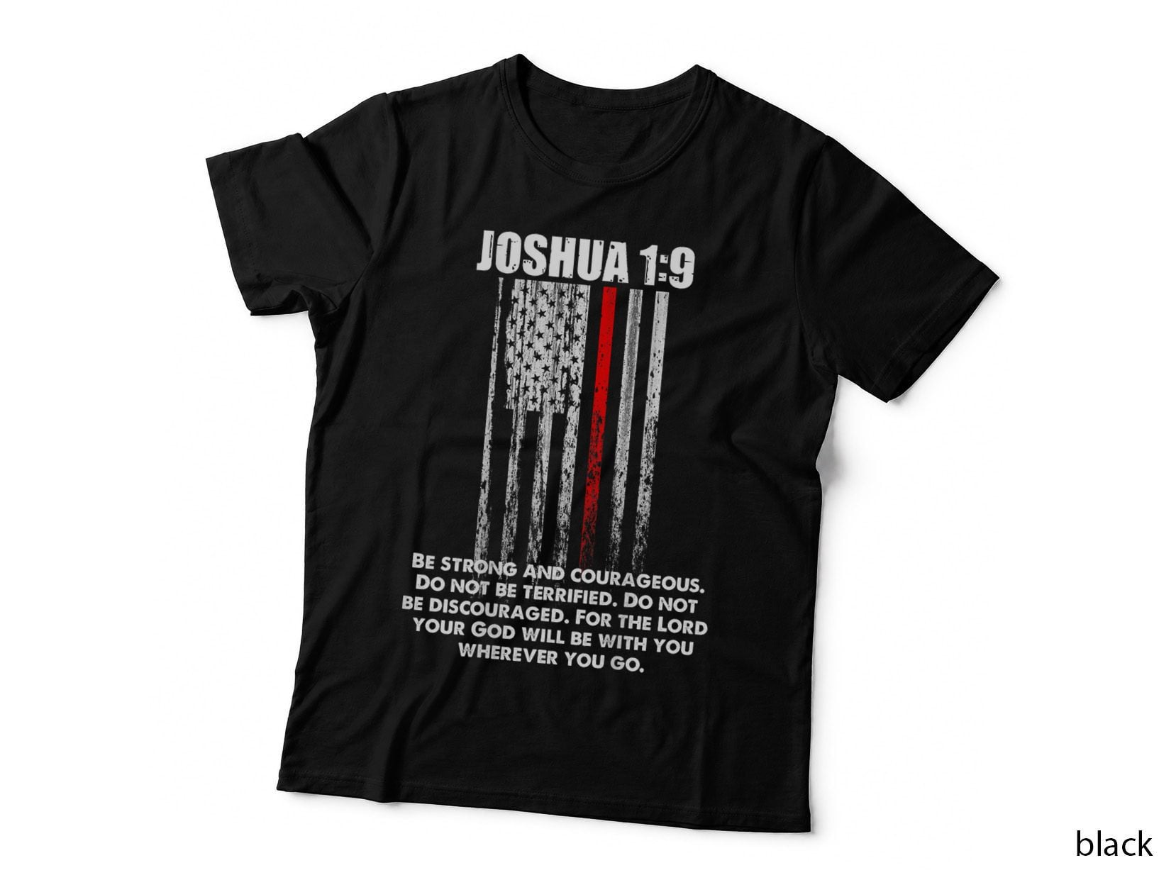 Thin Red Line Firefighter Bible Verse Christian T-Shirt