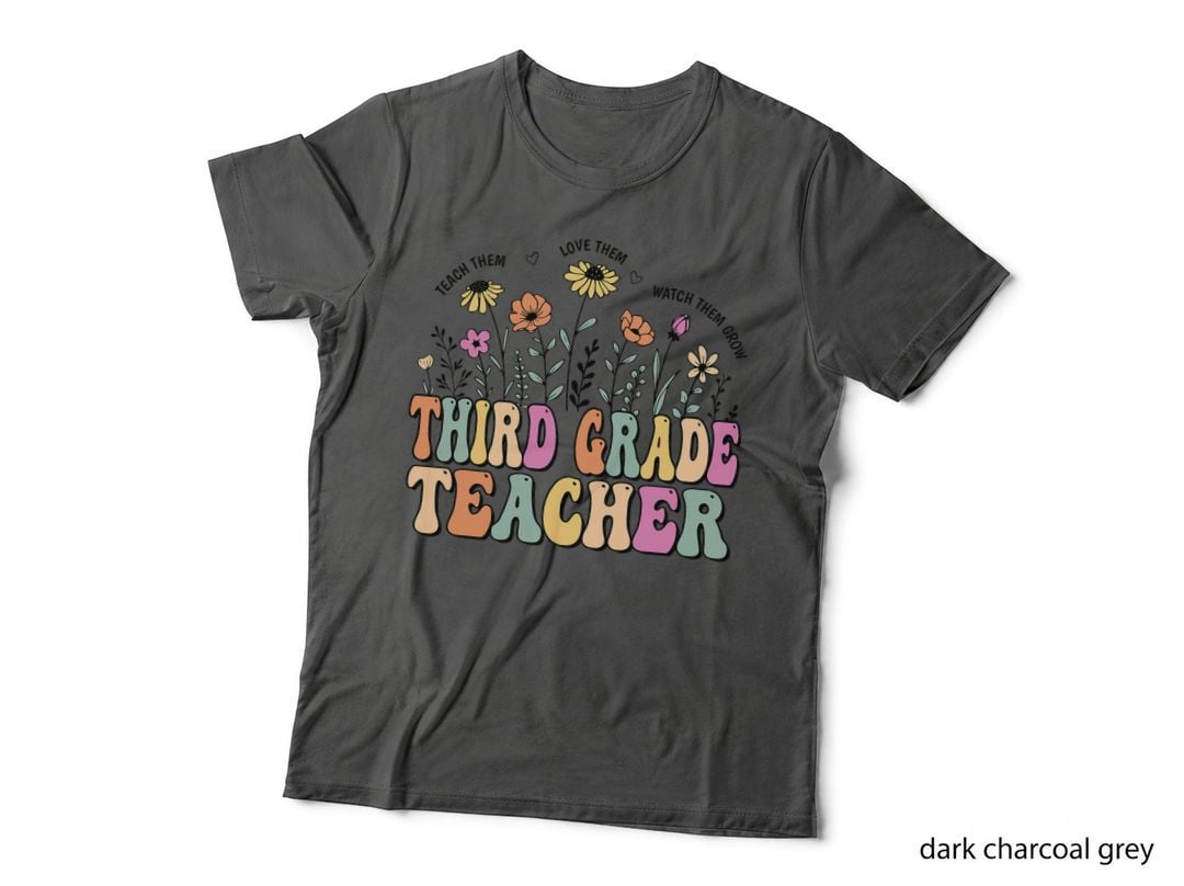 Third Grade Teacher Wildflower Groovy Teacher Back to School T-Shirt