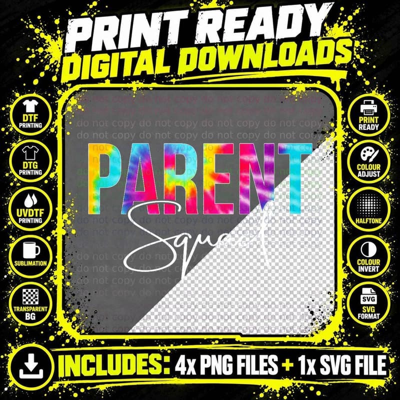 Tie Dye PTA Squad Parent Teacher Associate Gifts T-Shirt Png SVG Digital Bundle