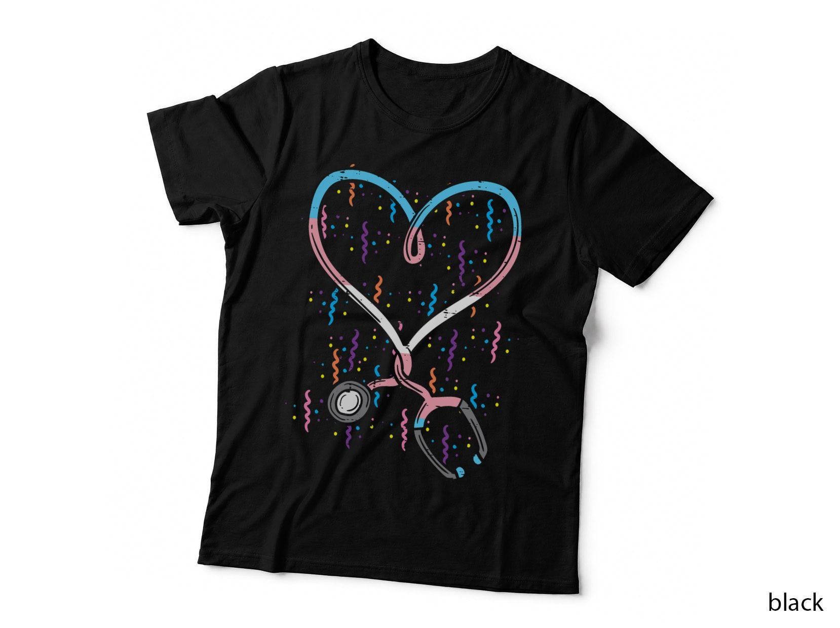 Transgender Flag Stethoscope Heart Nurse RN Scrub Pride LGBT T-Shirt