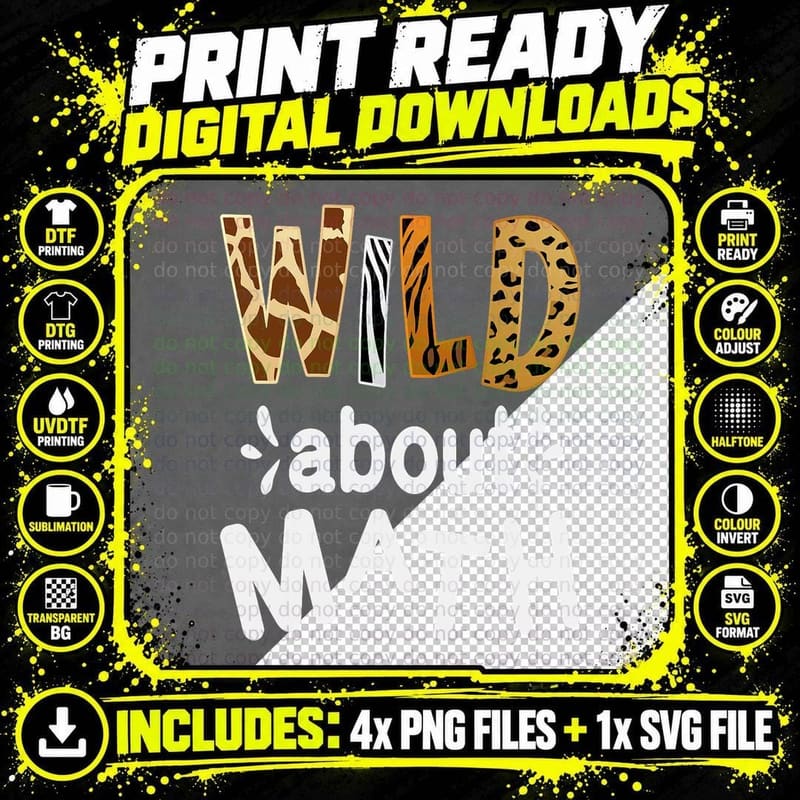 Wild About Math, Pi Mathematics Teacher Physics Student Png SVG Digital Bundle
