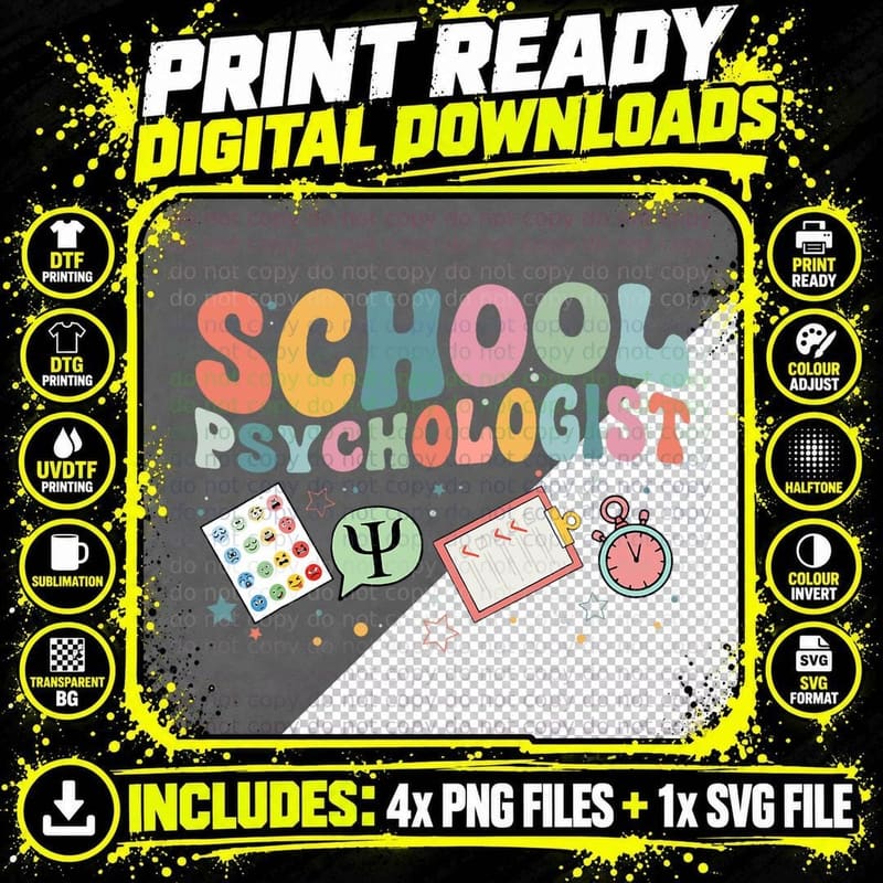 Women School Psychologist Shirt Groovy Psychology Png SVG Digital Bundle