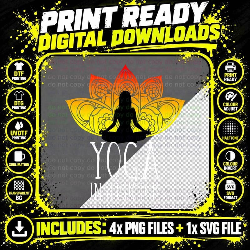 Yoga Instructor Trainer Teacher Namaste Zen Mindfulness Png SVG Digital Bundle
