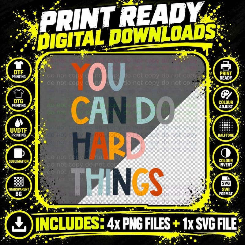 You Can Do Hard Things Back to School Teacher Women Png SVG Digital Bundle
