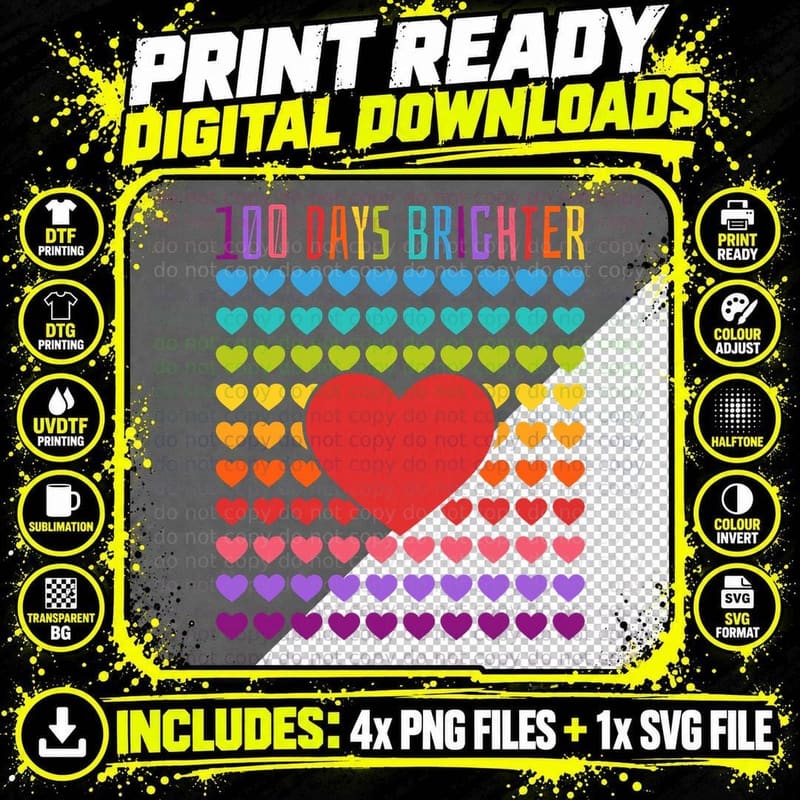 100 Days Brighter Boy, 100th Days of School Girl Teacher Png SVG Digital Bundle
