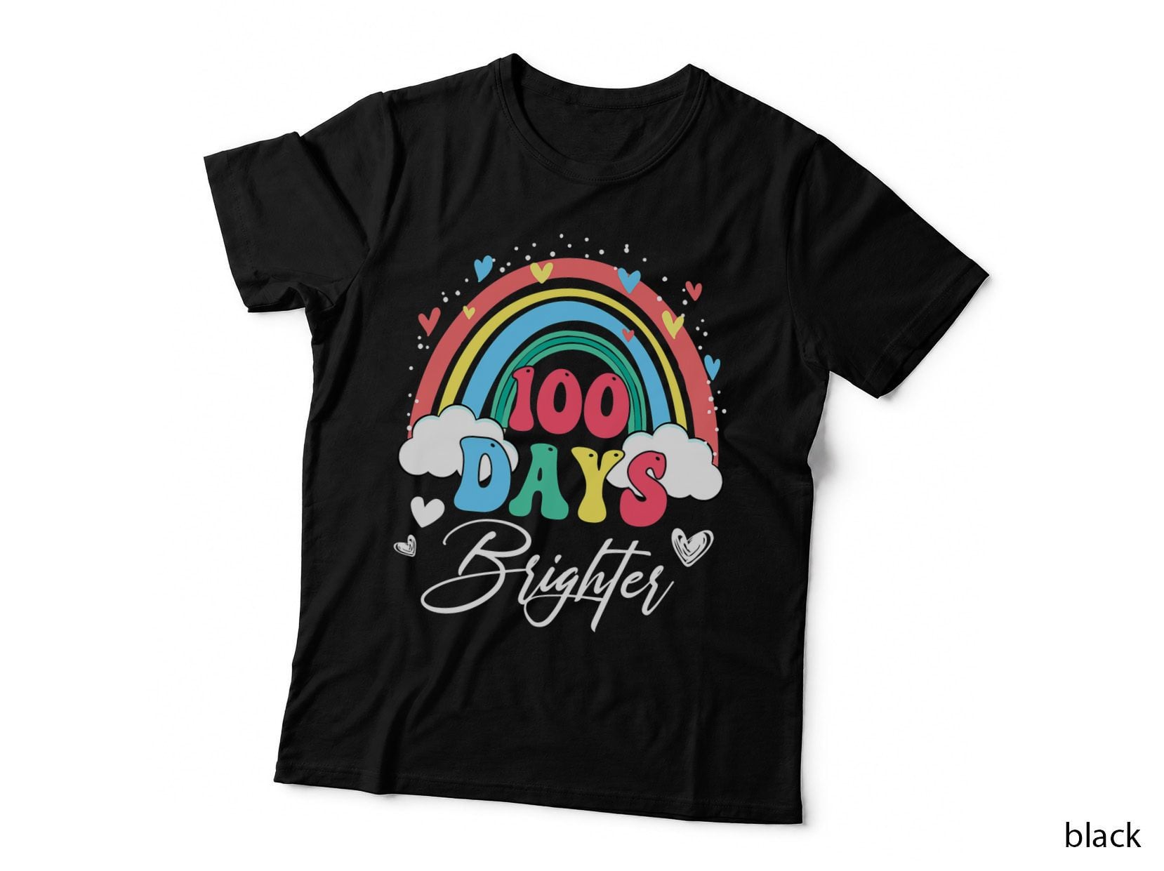 100 Days Brighter Rainbow Teacher Student 100th Day School T-Shirt