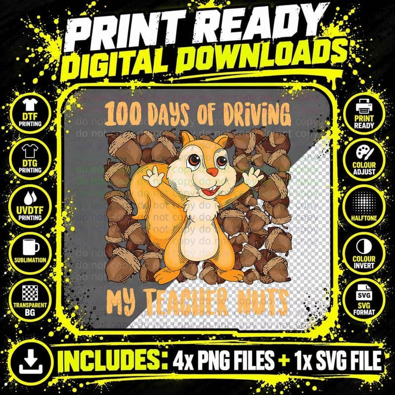 100 Days of Driving My Teacher Nuts Rodent Lovers Gag Png SVG Digital Bundle
