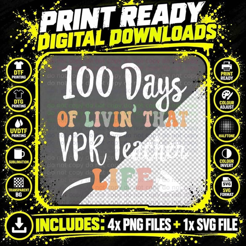 100 Days of VPK Teacher 100th Day of School Png SVG Digital Bundle