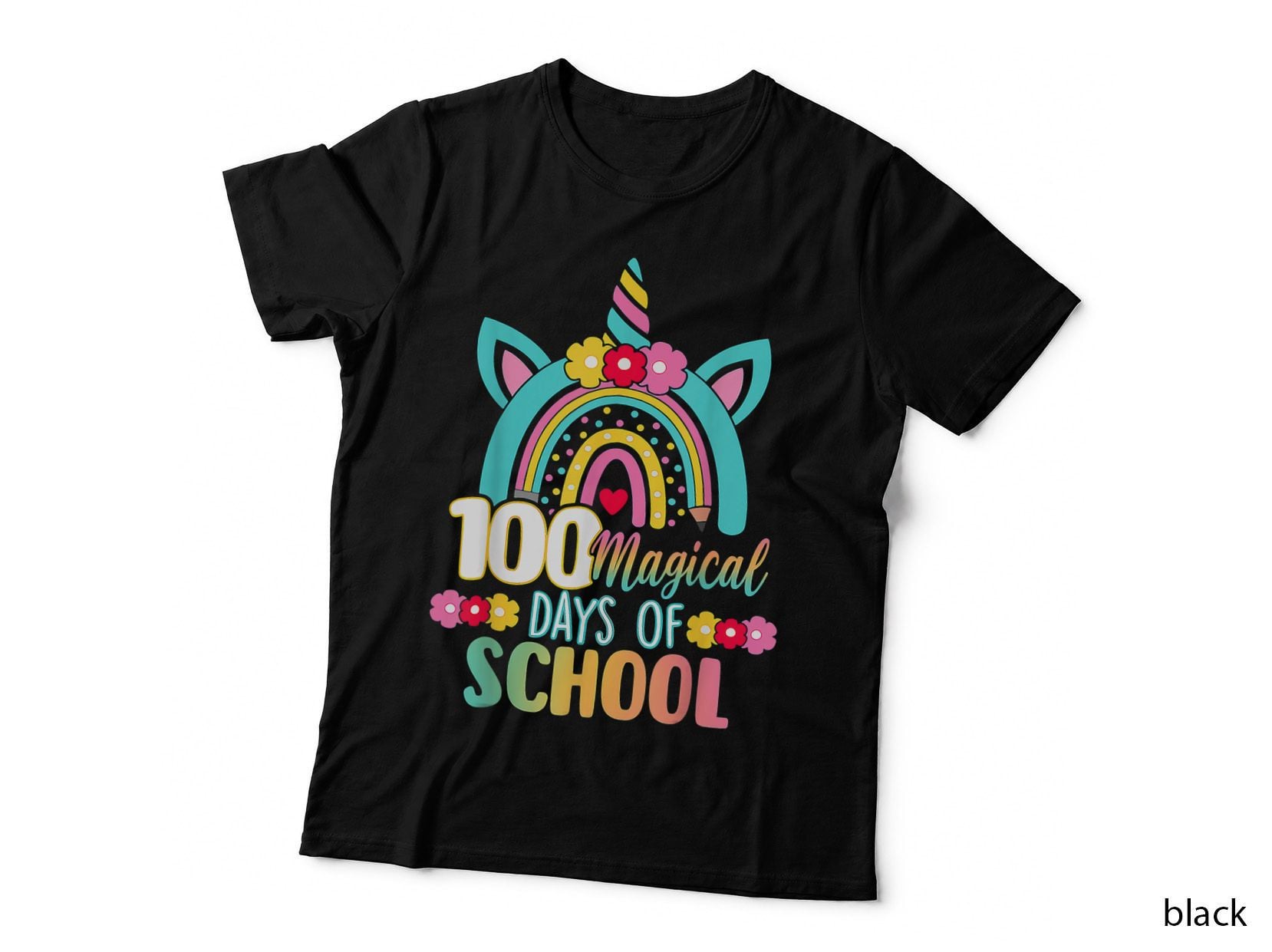 100 Magical Days of School Unicorn Rainbow Teacher Students T-Shirt