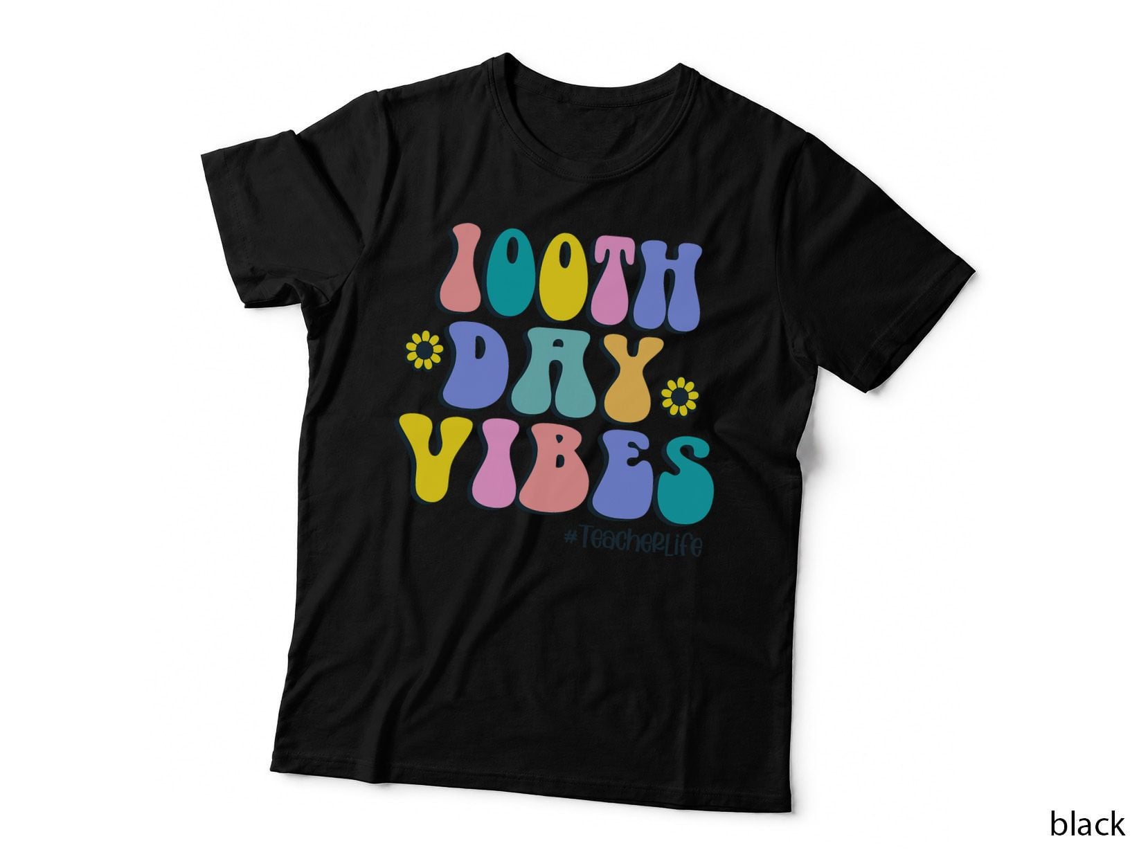 100th Day of School Vibes Retro Teacher Happy 100 Days T-Shirt
