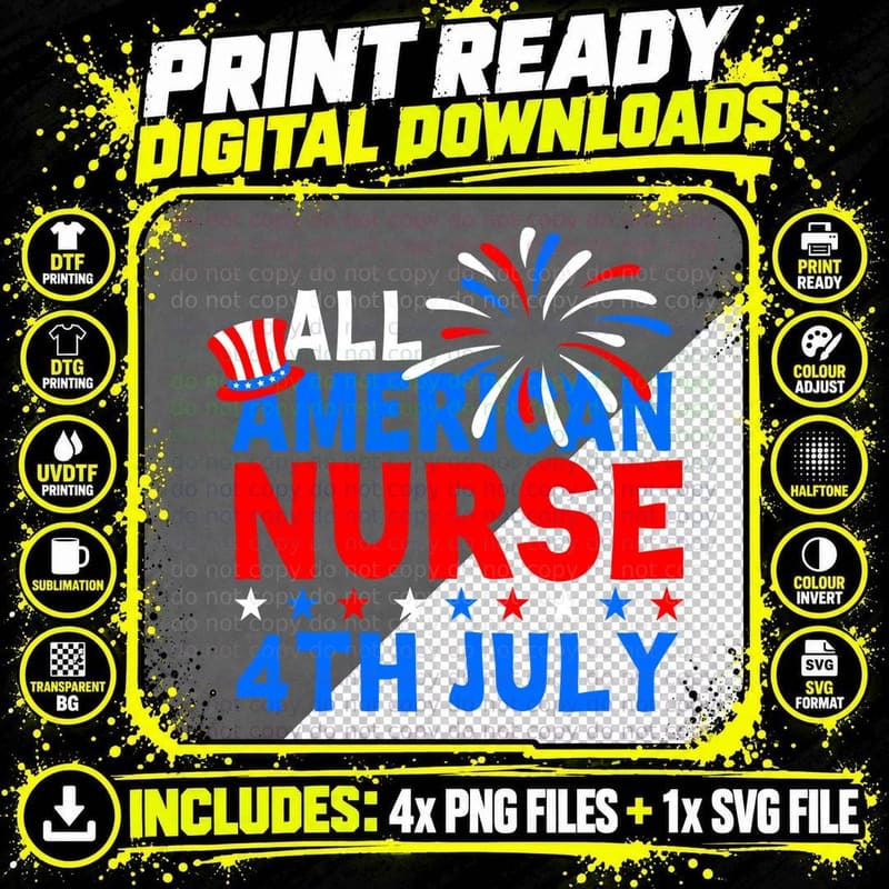 American Nurse 4th July T-Shirt, Patriotic Png SVG Digital Bundle