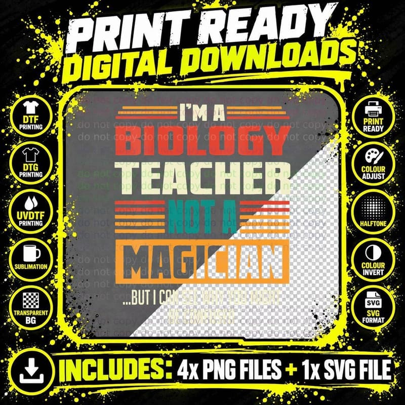 Biology Teacher Funny Quote Retro Vintage T-Shirt Png SVG Digital Bundle