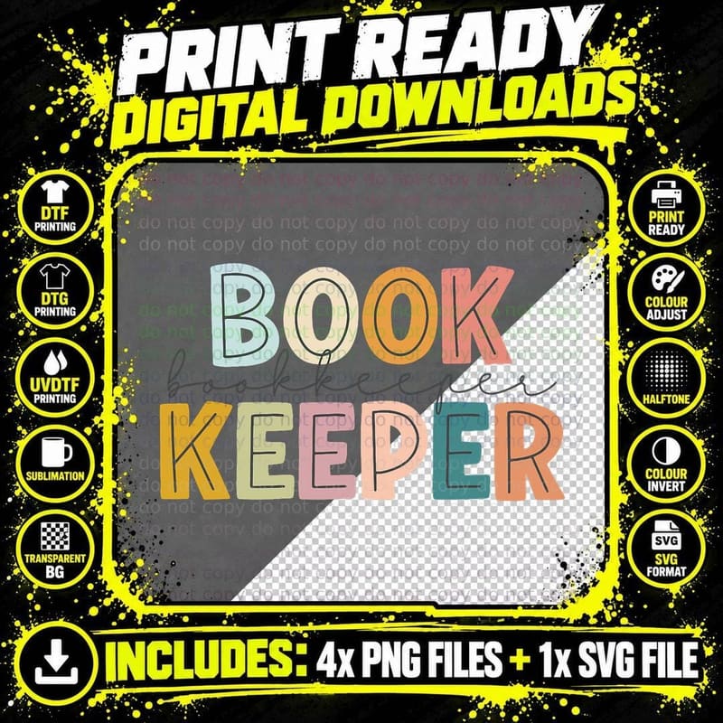 Bookkeeper Teacher Student Happy First Last 100 Days Png SVG Digital Bundle