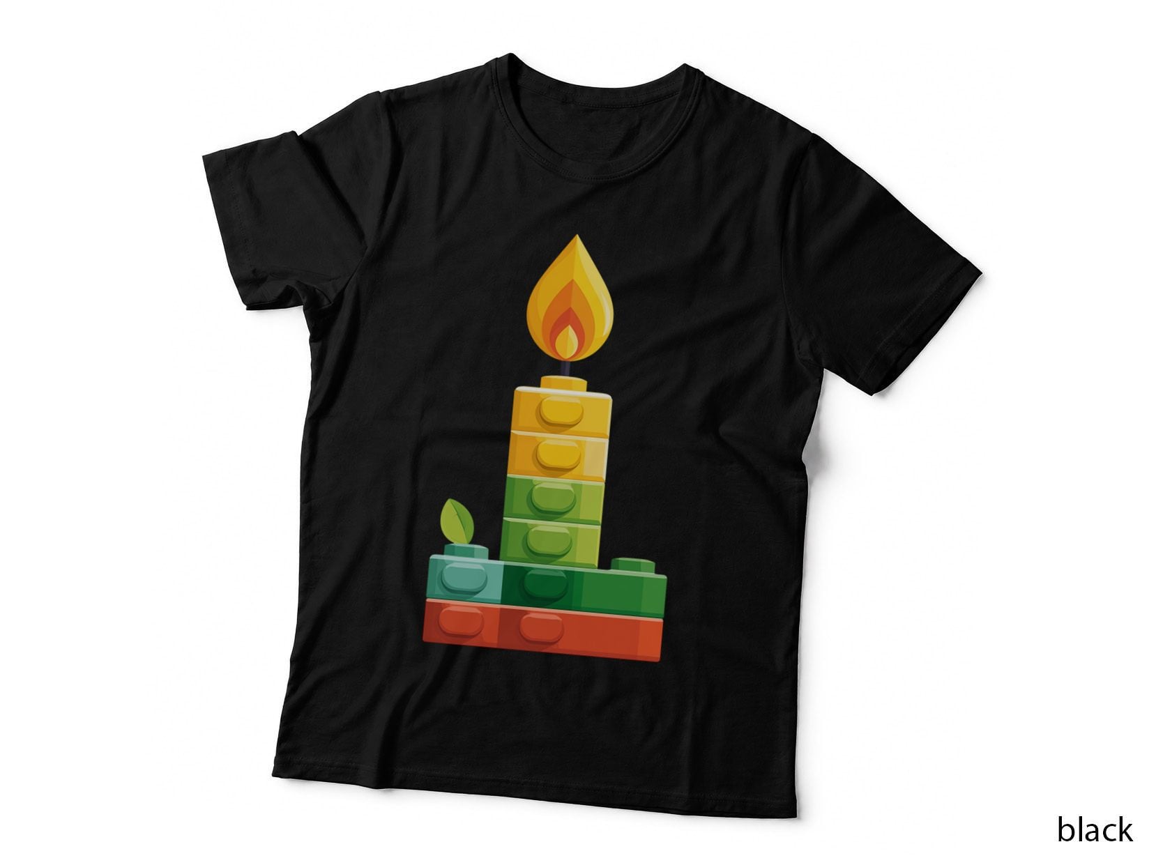 Buildiing Bricks Birthday Candle Builder Fan Kids Party Gift T-Shirt