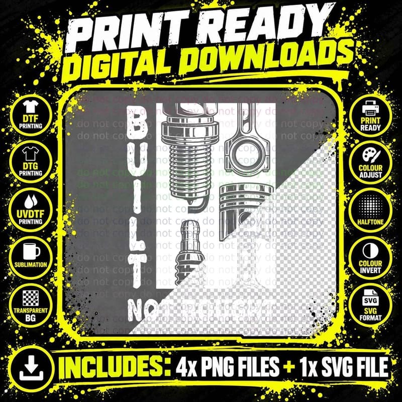 Built Not Bought Mechanic and Engineer T-Shirt Png SVG Digital Bundle
