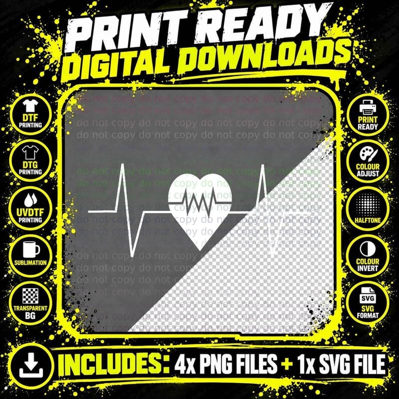 Cardiologist Nurse Medical Doctor Heartbeat EKG Pulse Png SVG Digital Bundle