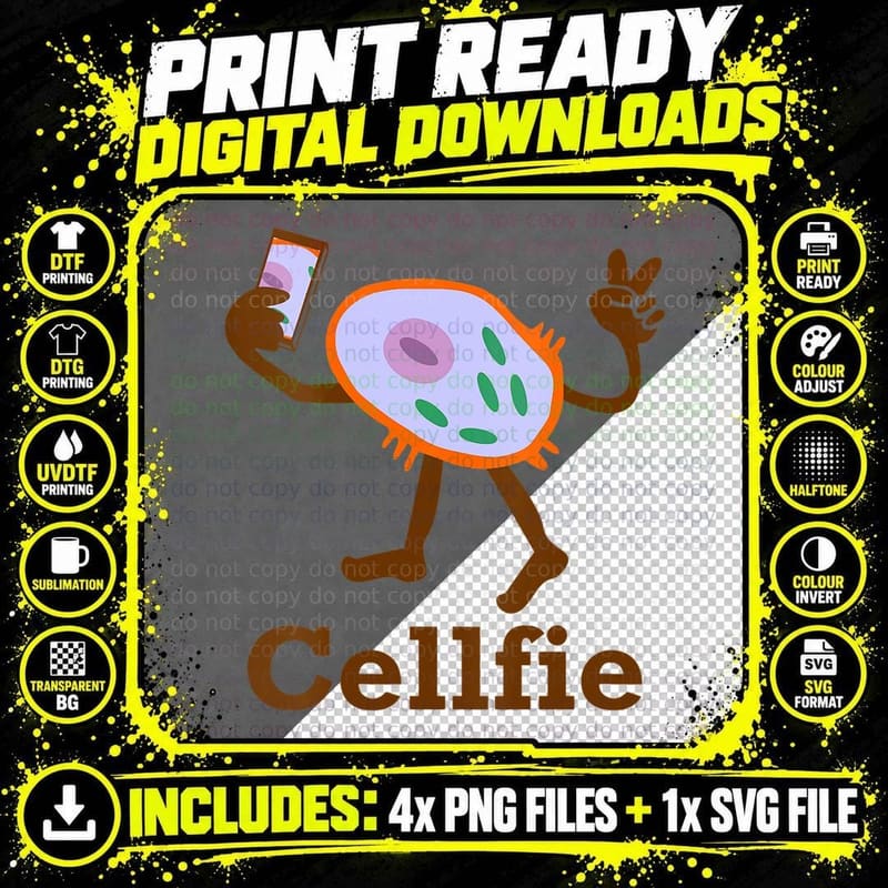 Cellfie Selfie Funny Biology Science Teacher Gift T-Shirt Png SVG Digital Bundle