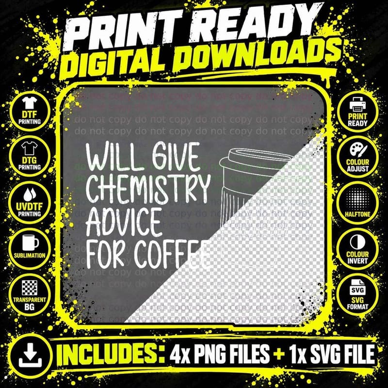 Chemistry Advice for Coffee Science Teacher Student Png SVG Digital Bundle