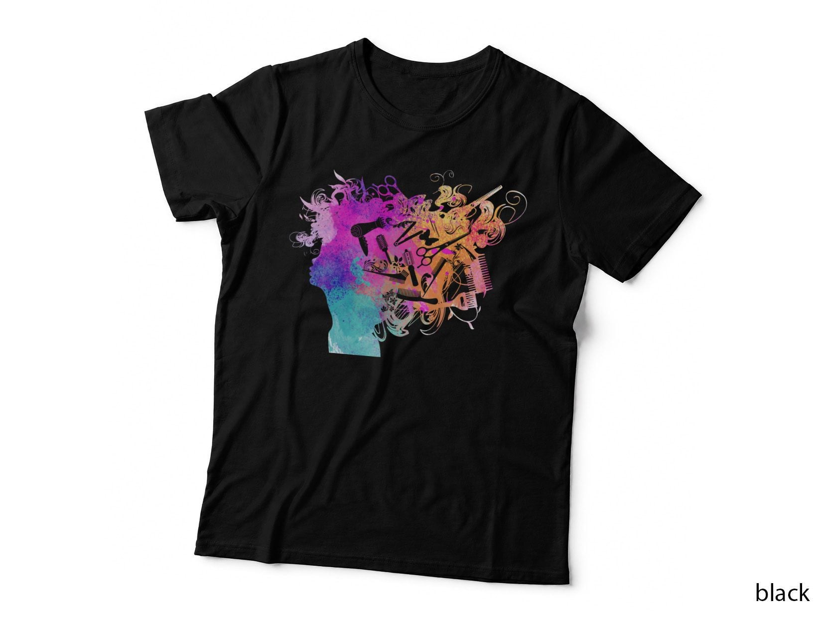 Colorful Hair Stylist T-Shirt, Hair Salon Art, Hairdresser Gift