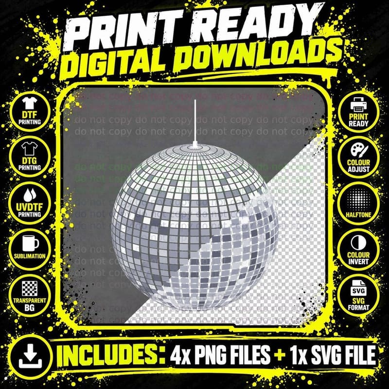 Cute Ball Disco Funny Dancer Seventies Dance Teacher Png SVG Digital Bundle