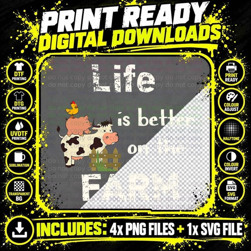 Cute Life Is Better on Farm Farmer Shirt Funny Farm Life Png SVG Digital Bundle