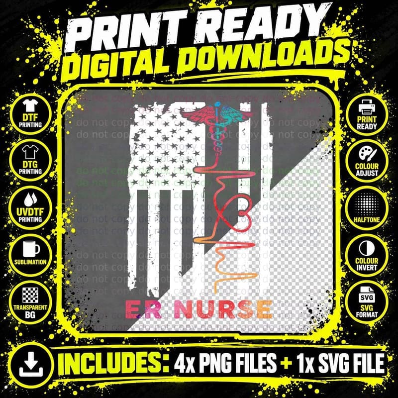 ER Nurse Heartbeat T-Shirt, Medical Pride Png SVG Digital Bundle