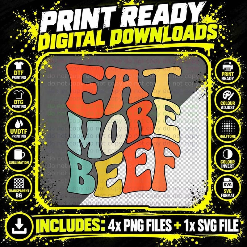 Eat More Beef Support Local Farmers Farming Farmer Png SVG Digital Bundle