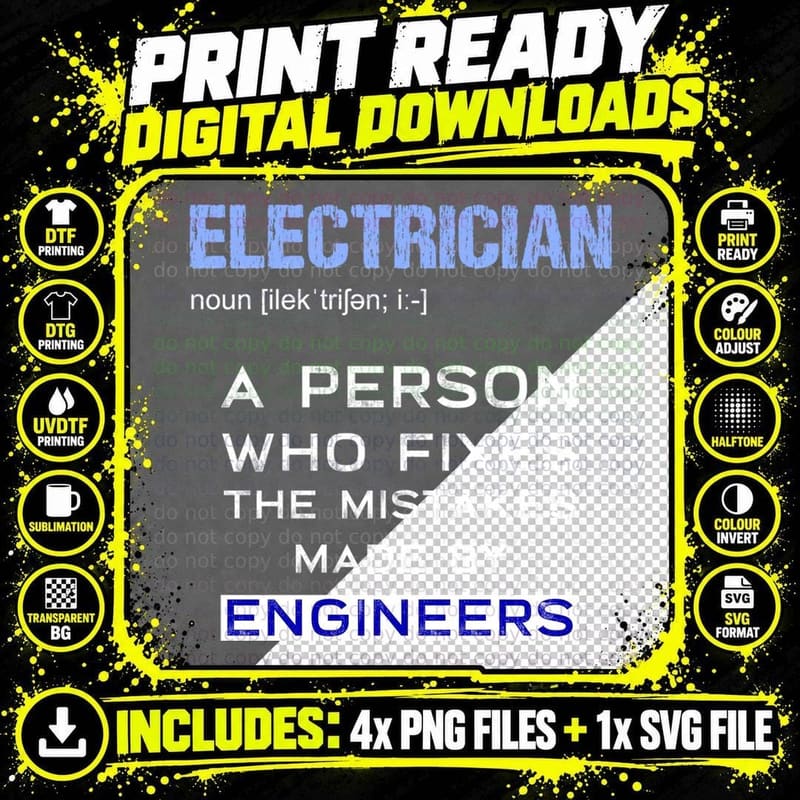Electrician Sarcasm Electricity Engineer Funny Png SVG Digital Bundle