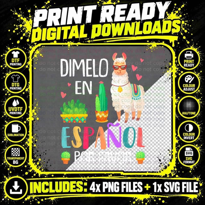 En Espanol Por Favor Bilingual Spanish Teacher Gifts Png SVG Digital Bundle